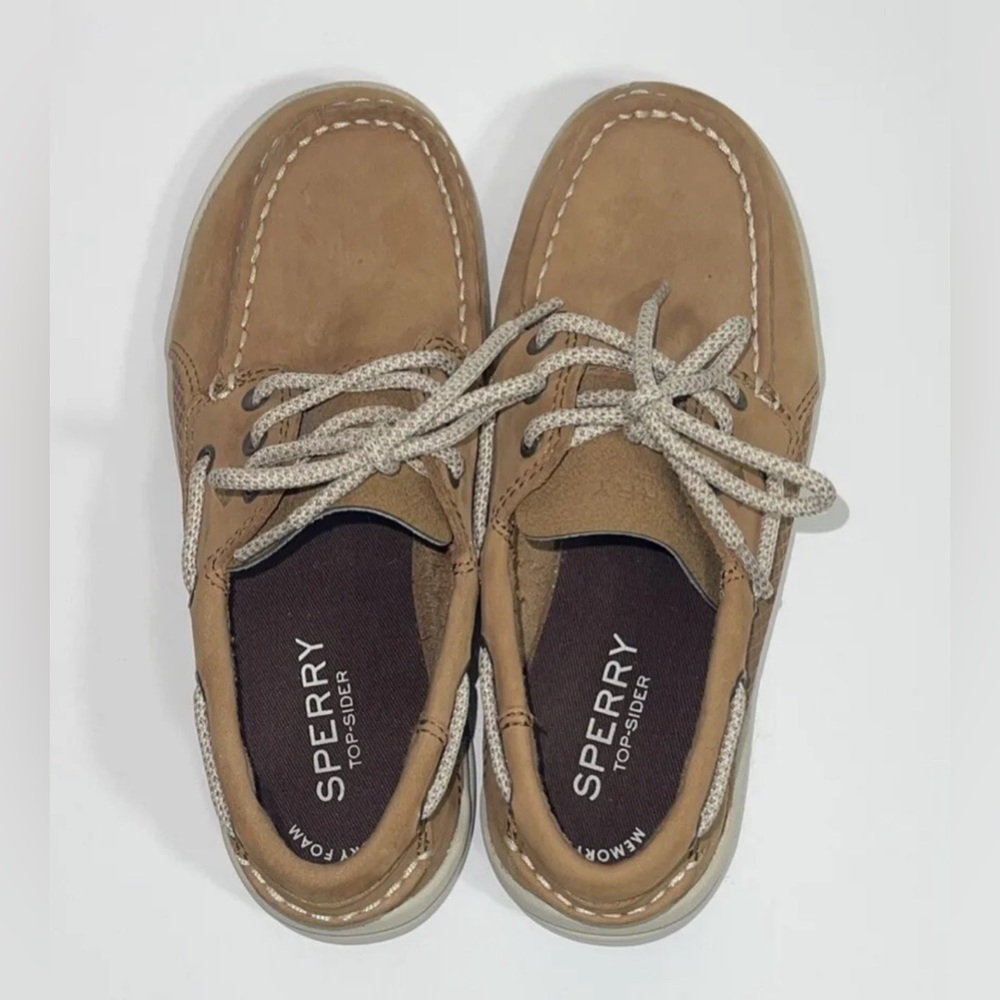 Sperry Top Sider Boys Size 1 M Gamefish 3 Eye Boat Shoe Tan YB 56564 EUC